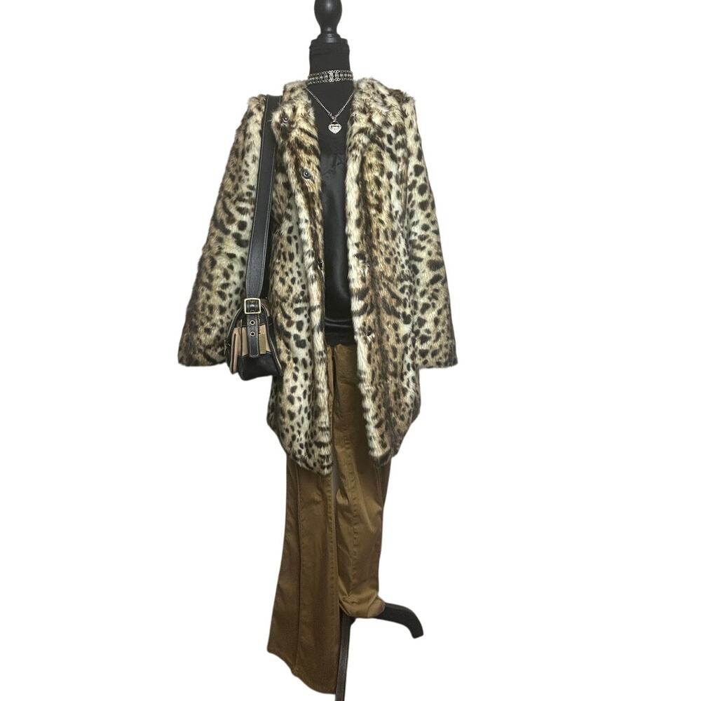 12 by On Twelfth Cheetah Print Long Faux Fur Coat Mob Wife Y2K Glam